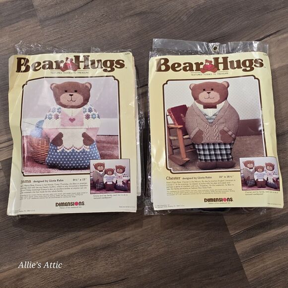 Dimensions Bear Hugs Vintage Needlepoint Kits Emma & Chester Mom Dad #2288 #2289 - Picture 1 of 4